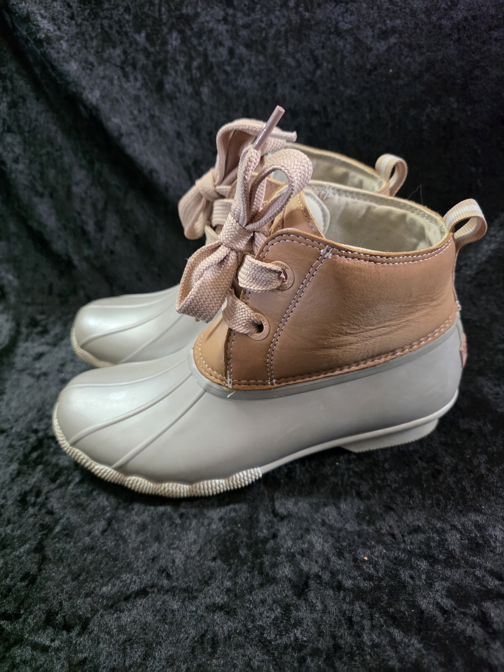 Sperry Gray and Brown Lace-Up Duck Booties
